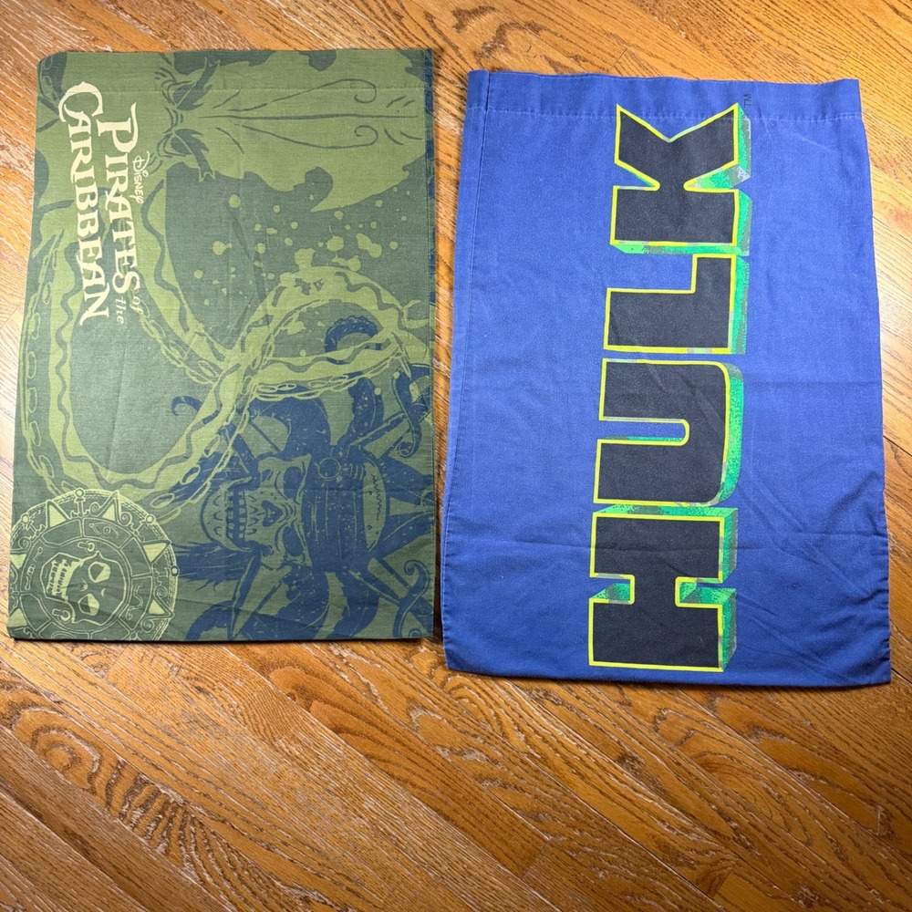 Vintage 2003 Marvel Incredible Hulk & Pirates of the Caribbean Pillowcase Set